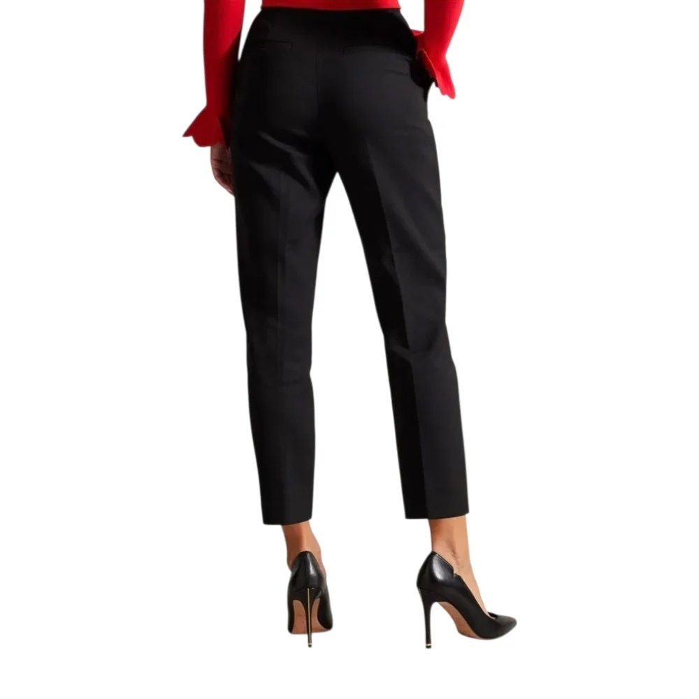 NWT Ted Baker Devana Black Flat Front Tapered Leg Trousers US 4 - Picture 3 of 11